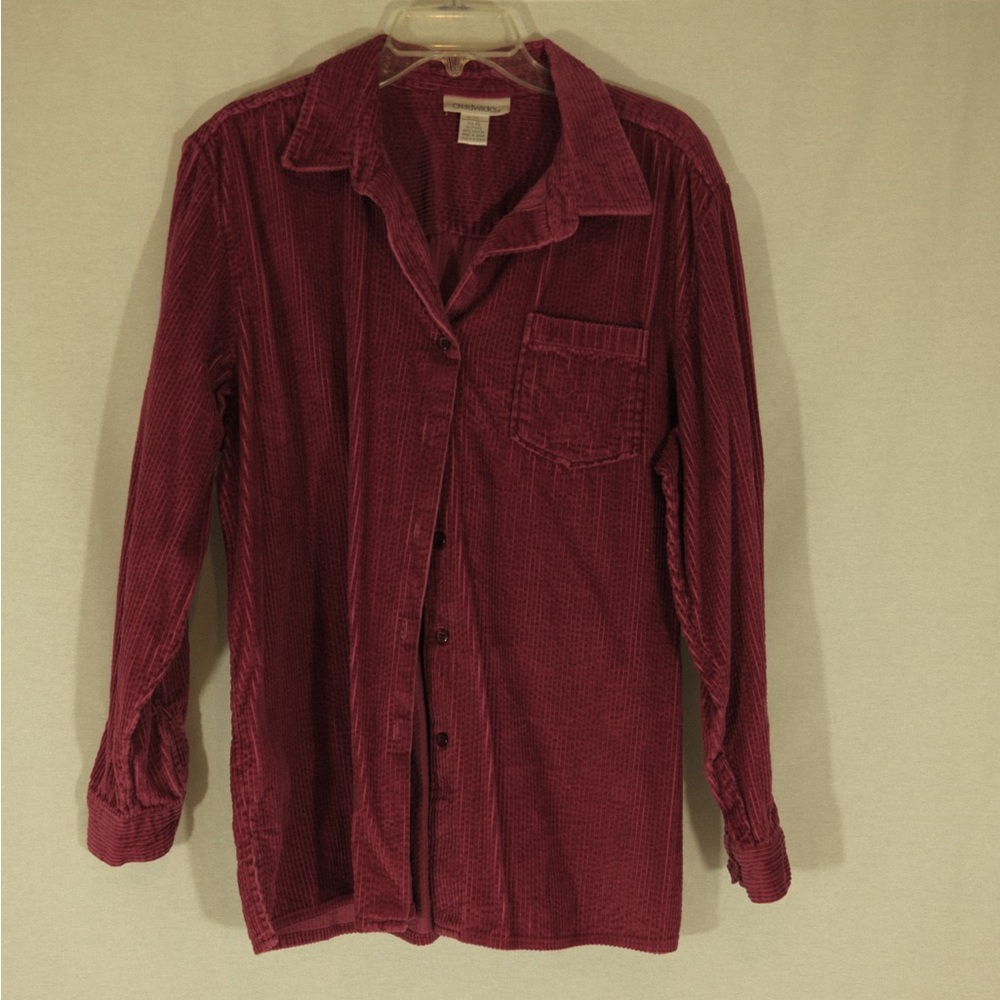 chadwick's pink corduroy button down shirt